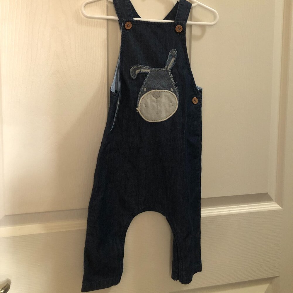 Baby Denim Overalls 12 Months- Animal Patch | Farmcore Cottagecore